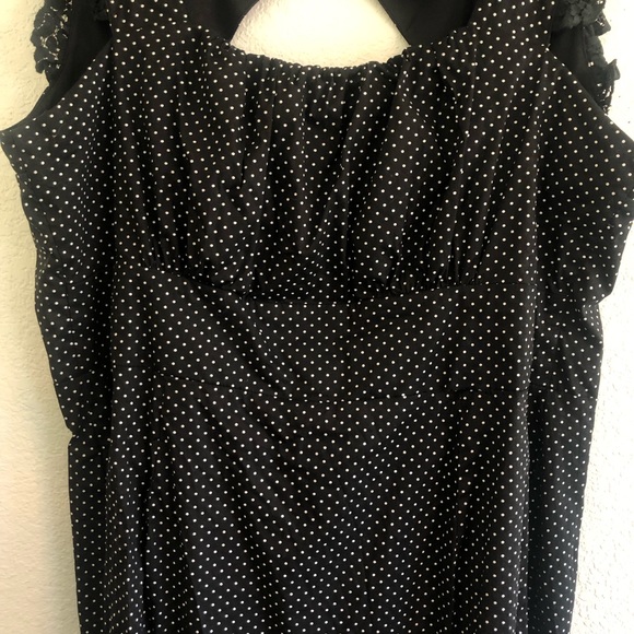 Torrid Black and White Polka Dot Sheath Dress Lace Cap Sleeves - Picture 4 of 7